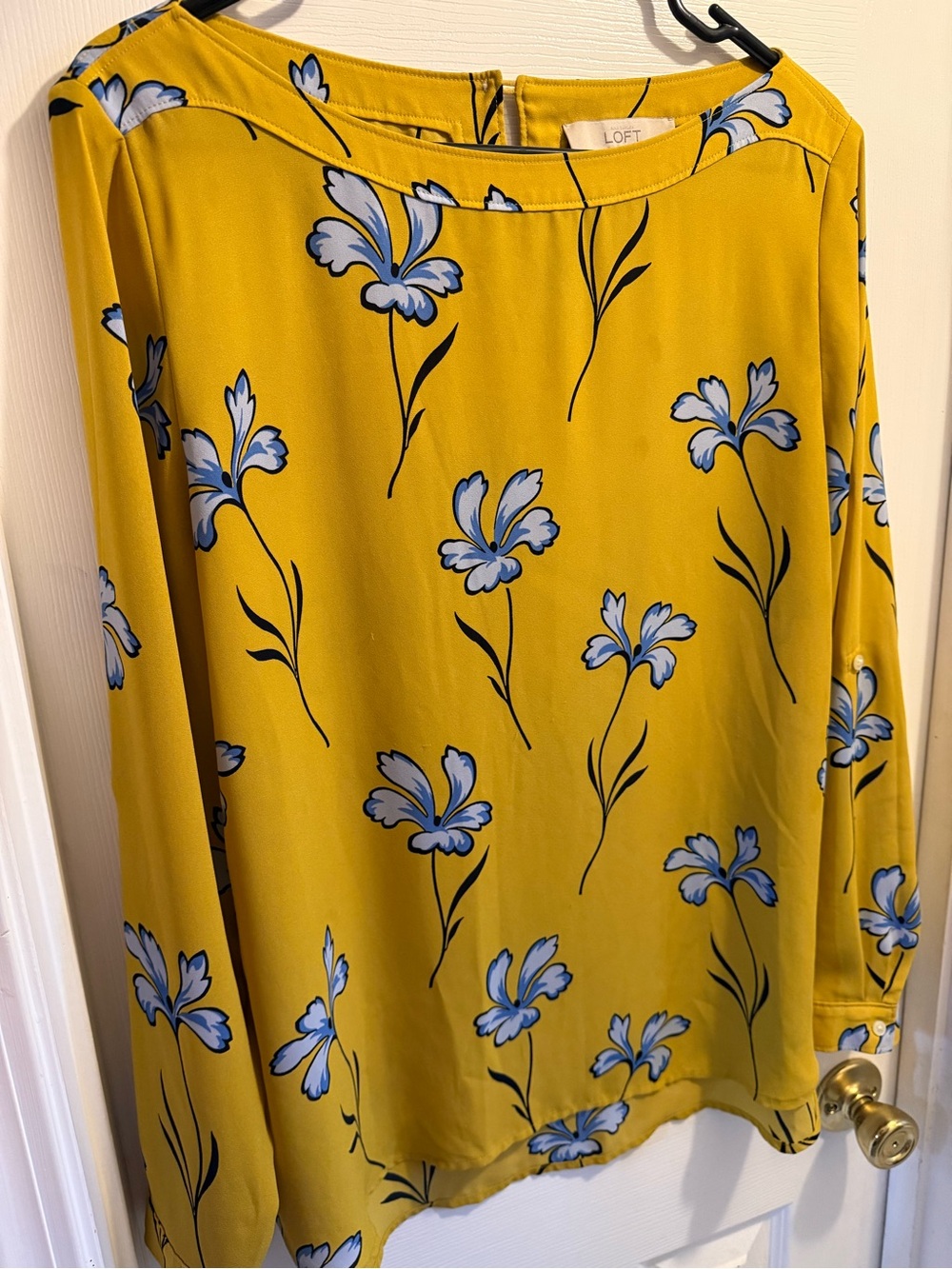 LOFT Mustard Yellow Floral-Print Blouse